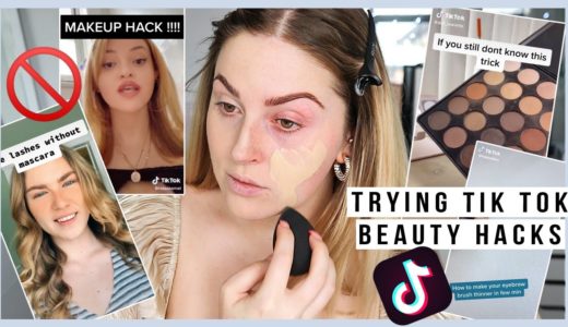 testing TIK TOK makeup hacks 🤔 including the foundation one and i… ugh 😭