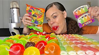 ASMR TIKTOK MOST POPULAR FOODS (JELLY FRUIT AND NIK-L-NIPS WAX BOTTLES)