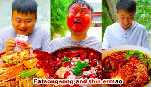 FatSongsong and ThinErmao food challenge | Chinese food | mukbang | funny mukbang