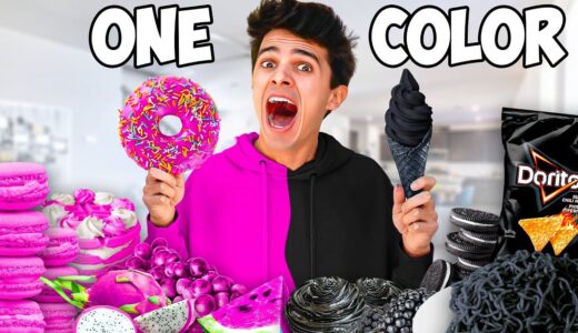 Eating Only ONE Color of Food for 100 Hours! (Black VS Pink)